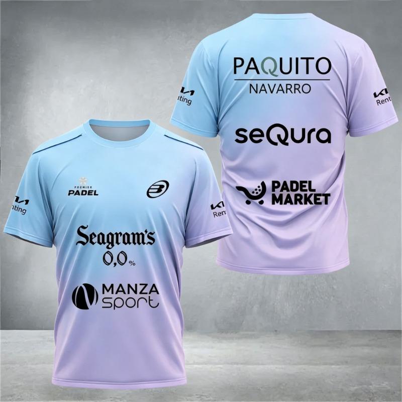 Maglia Sportiva Professionale da Padel da Uomo a Manica Corta Traspirante Asciugatura Rapida Top da Allenamento Partita Divisa di Squadra Stampata