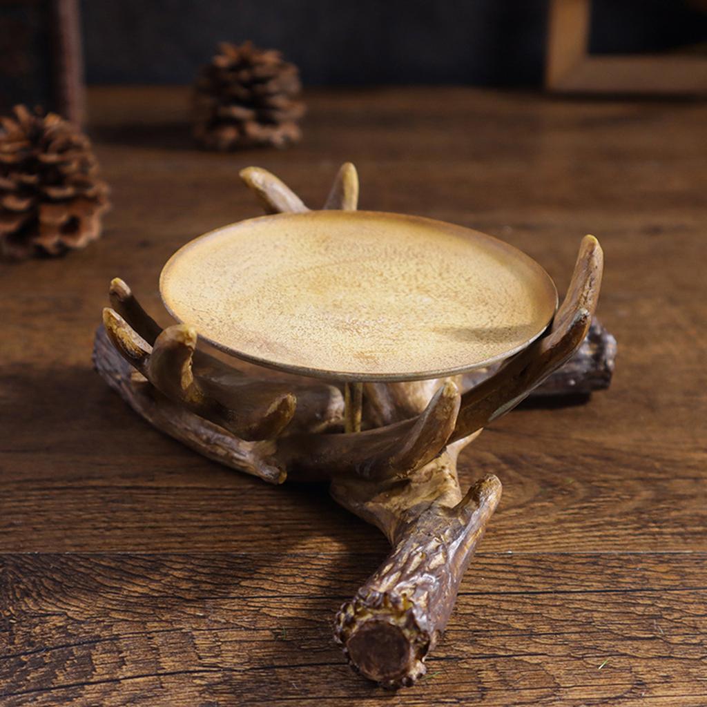 Deer Antler Candle Holder Resin Tabletop Decor Home Ornament for Anniversary Christmas Party Wedding Decoration Gift