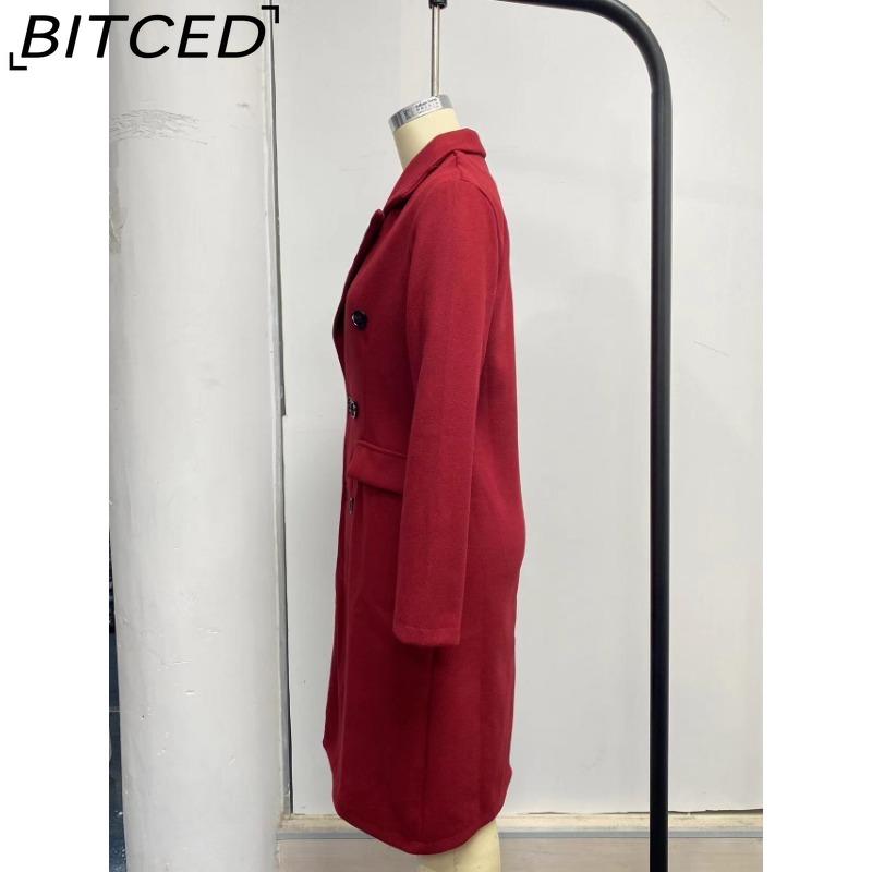 BITCED Women's Vintage Casual Lattice Print Autumn Winter Long Sleeve POLO Neck Jackets & Coats