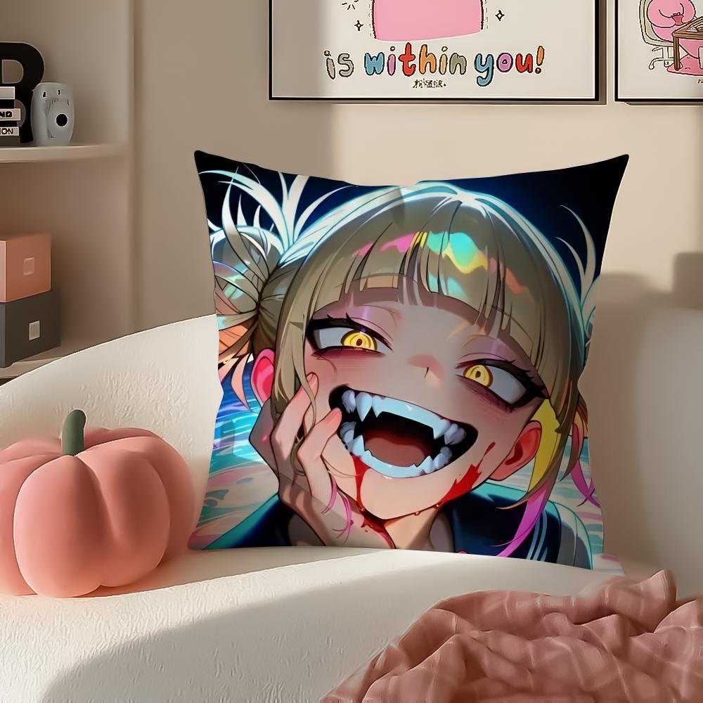 Popular HHimiko Toga My Hero Academia Cushion Cover Pillowcase Short Plush Invisible Zipper Room Sofa Cushion Cover