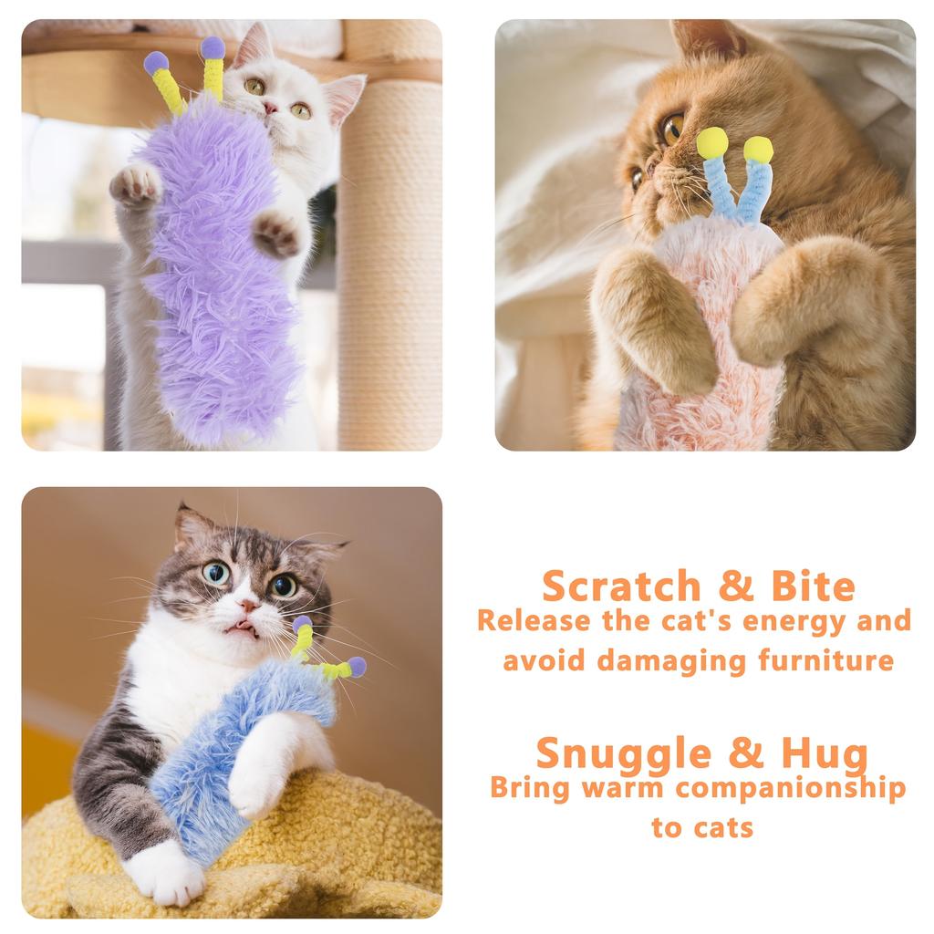 Interactive Cat Kicker Toy with Colorful Antennae - Soft & Durable Plush Pillow for Indoor Cats, Self-Play Companion Toy for Boredom Relief