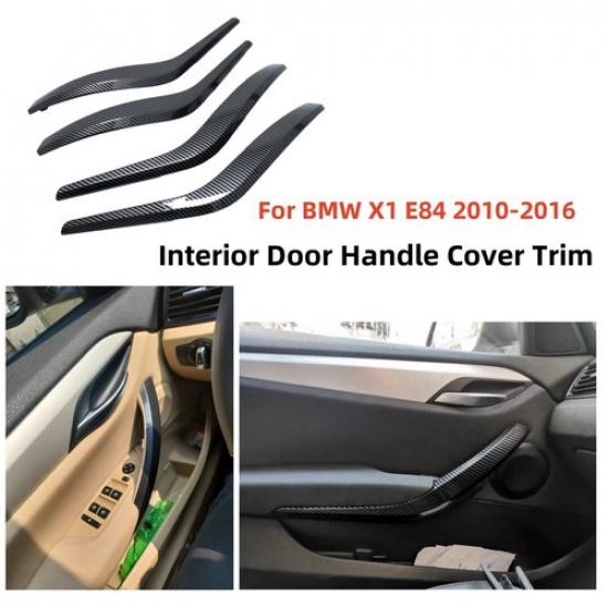 

4X Carbon Fiber Interior Door Handle Cover Part Change For 2010-2015 BMW X1 E84