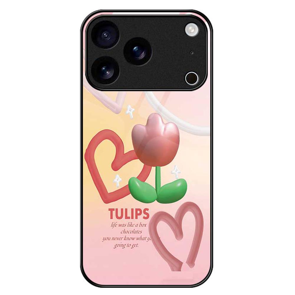 For iPhone 17 Pro Case PC TPU Tempered Glass Pattern Printing Phone Back Cover