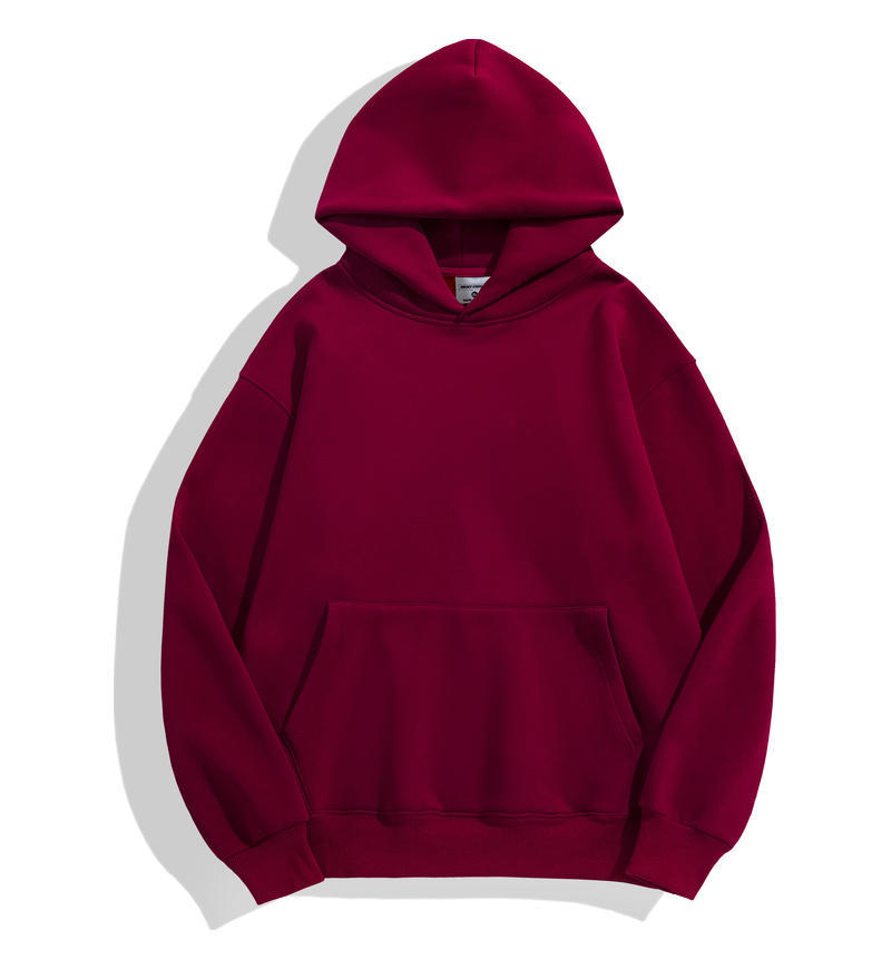 Fleece-Lined Drop-Shoulder Pullover Hooded Pocket Couple Hoodie Thickened Oversized Trendy Youthful Hooded Sweatshirt