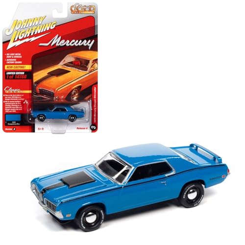 Johnny Lightning 1/64 Scale Mercury Cougar Eliminator 1970 Blue Diecast Model Car [Parallel Import]
