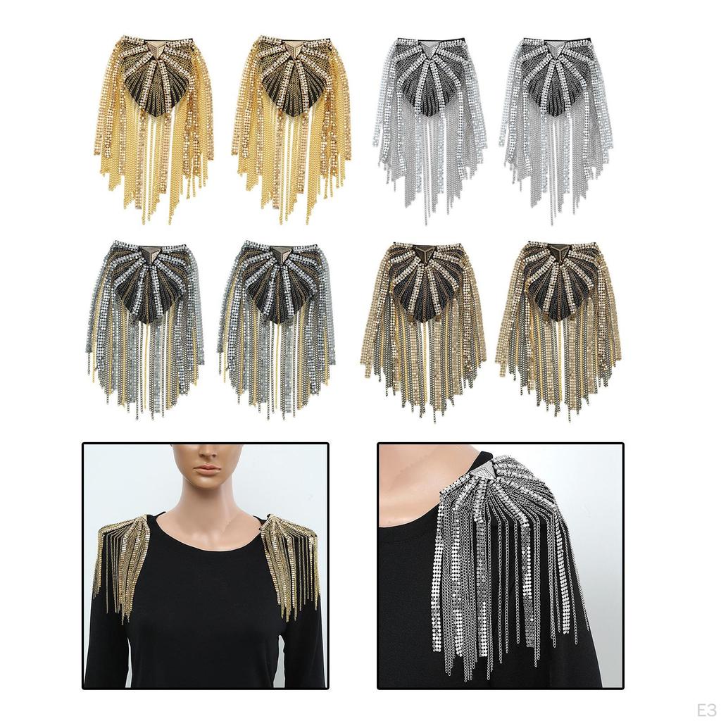 1 Pair Tassel Link Chain Epaulet, Formal Suit Jewelry Decorative Uniform Accessories Shoulder