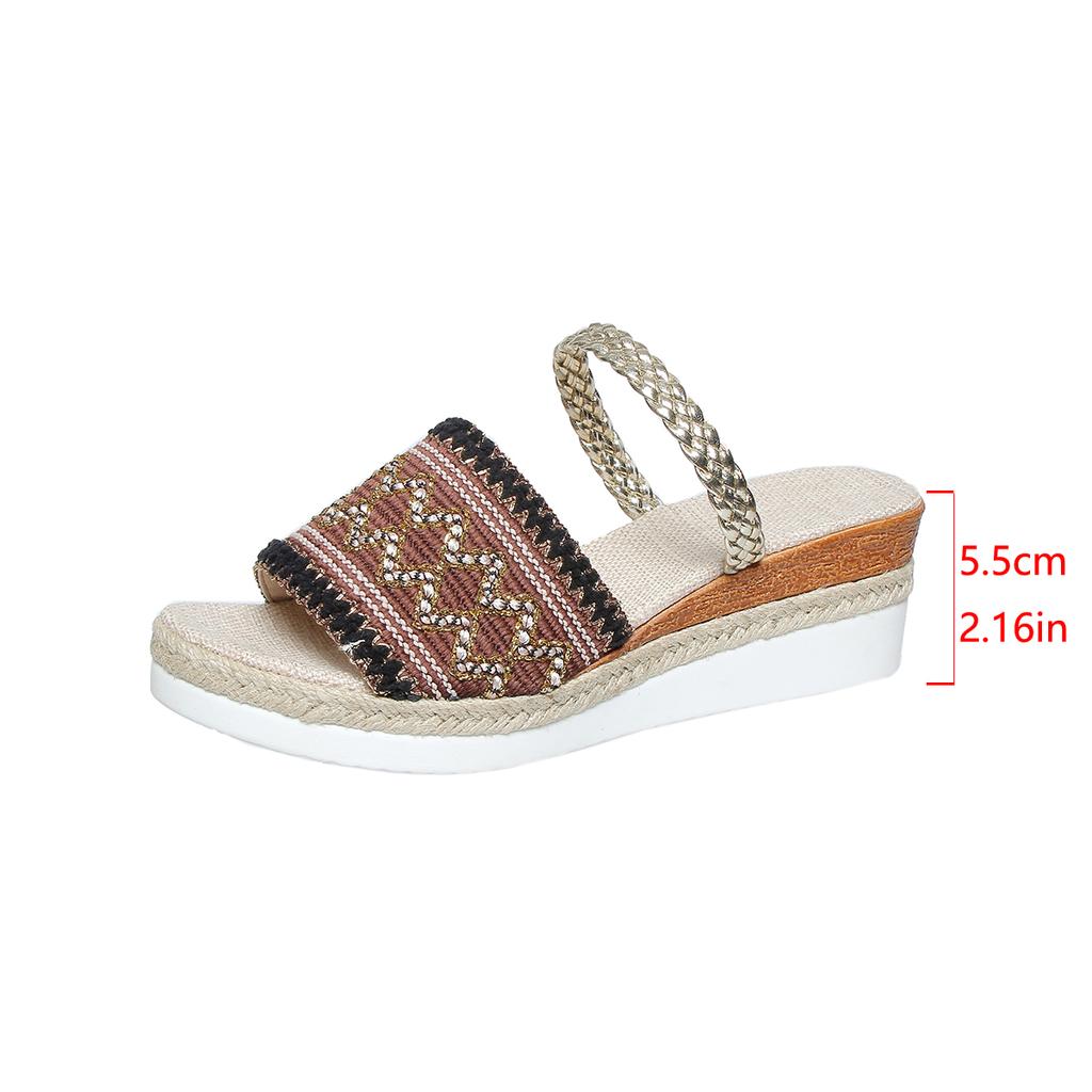 fashion Fashion Classic Simple Sandals Women's 2024 Summer New Elegant Slippers Cloth Cover Letter Outdoor Casual Wedge Slippers