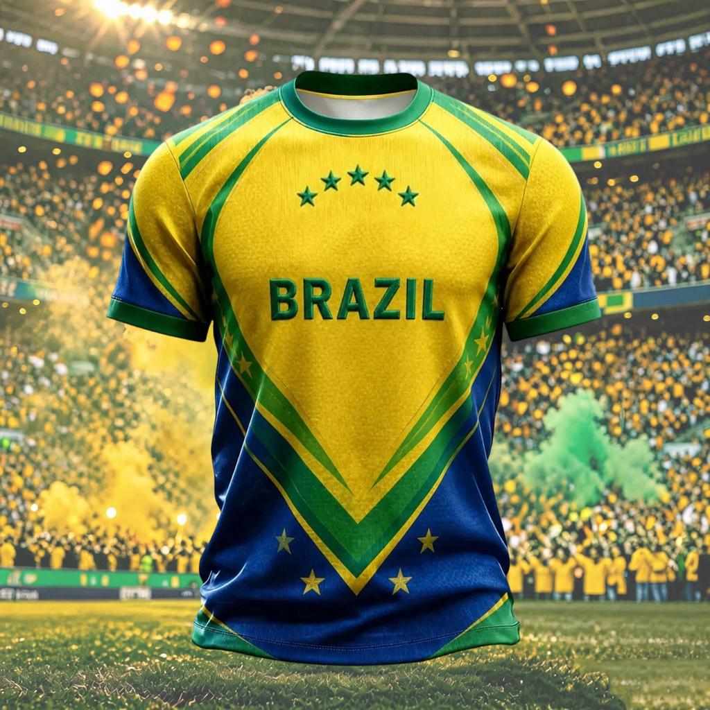 Men's Short Sleeve Graphic T-Shirt with Soccer Print, Breathable & Comfortable Neck, for Fan Celebrations
