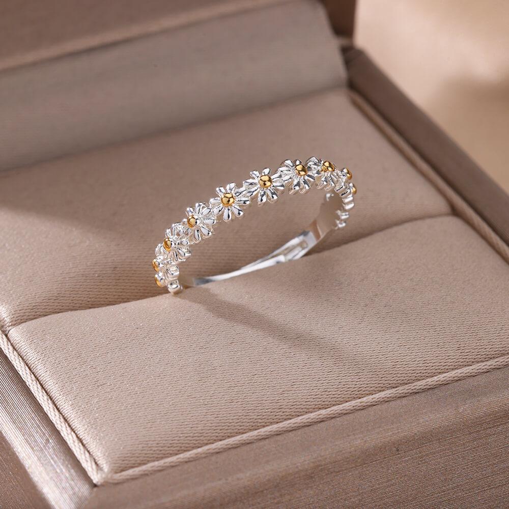 Daisy Blume Ringe für Frauen Silber Farbe Edelstahl Ring Paar Floral Band Hochzeit Braut Erklärung Schmuck anillos mujer