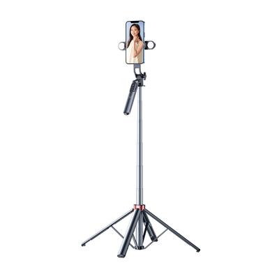 Selfie Stick Telescopic Photo Tripod with Double Lamp and Phone Holder 1.75m