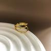 Goldfarbene Dreilagenringe für Damen Vintage Streifen Verlobungsringe Schmuck 2021 Trend