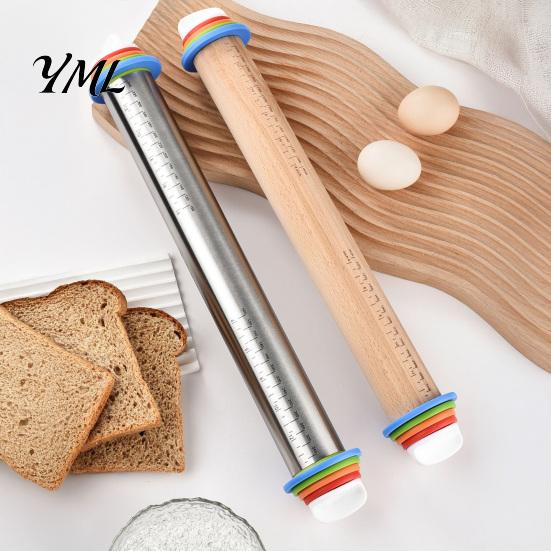 Heavy Duty Dough Roller for Pizza Rolling Pin with Thickness Rings, Ergonomic Measurement Markings Kitchen Tool, Precision Control Non-Stick