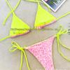 2024 Damen Wendbarer Leopardenmuster Dreieck Bikini Set