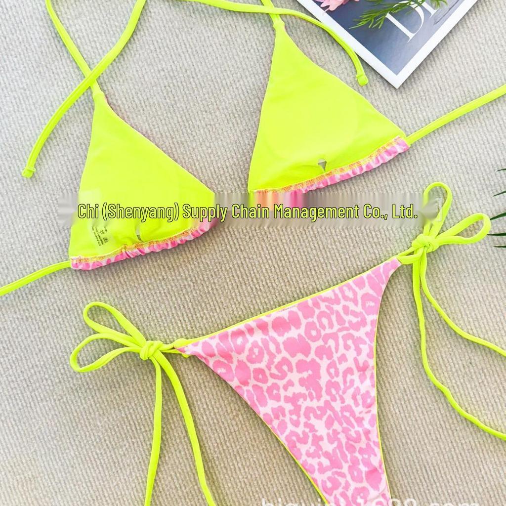 2024 Damen Wendbarer Leopardenmuster Dreieck Bikini Set