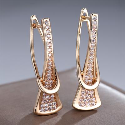 Creative High Heels White Zircon Hoop Earrings For Women Vintage Gold Color Ear Buckle Wedding Jewelry Mother's Day Gift