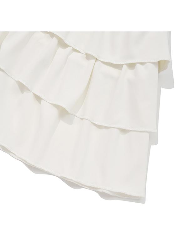 Kirsh Tiered Pleated Mini Skirt [White]