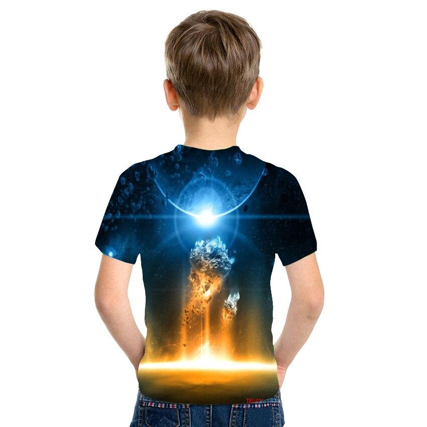 Letnia koszulka dziecięca kosmiczna gwiaździste niebo z nadrukiem 3d Harajuku Koszulka z krótkim rękawem