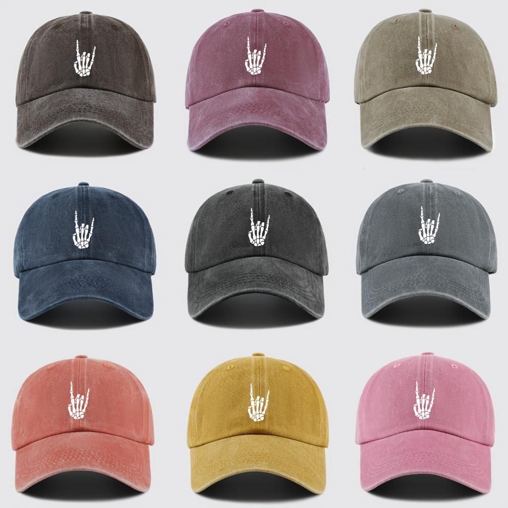 Skull Hand Print Design Adjustable Dad Trucker Visor Sun Hat Unisex