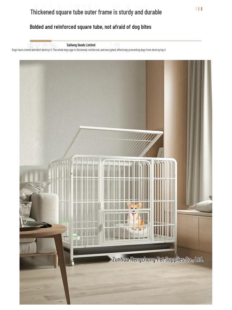 Indoor Dog Cage with Toilet for Large and Small Breeds - Suitable for Labrador and Golden Retriever, Includes Dog Bed