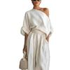 Spring 2026 European Casual Loose Cotton Linen Set: Wide-Leg Lantern Pants & Top