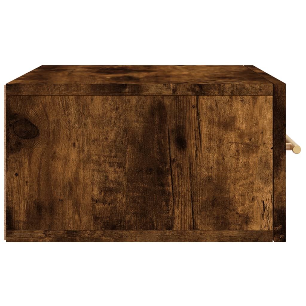 Wall Mounted Nightstands Set of 2 Smoked Oak Finish 35 x 35 x 20 cm