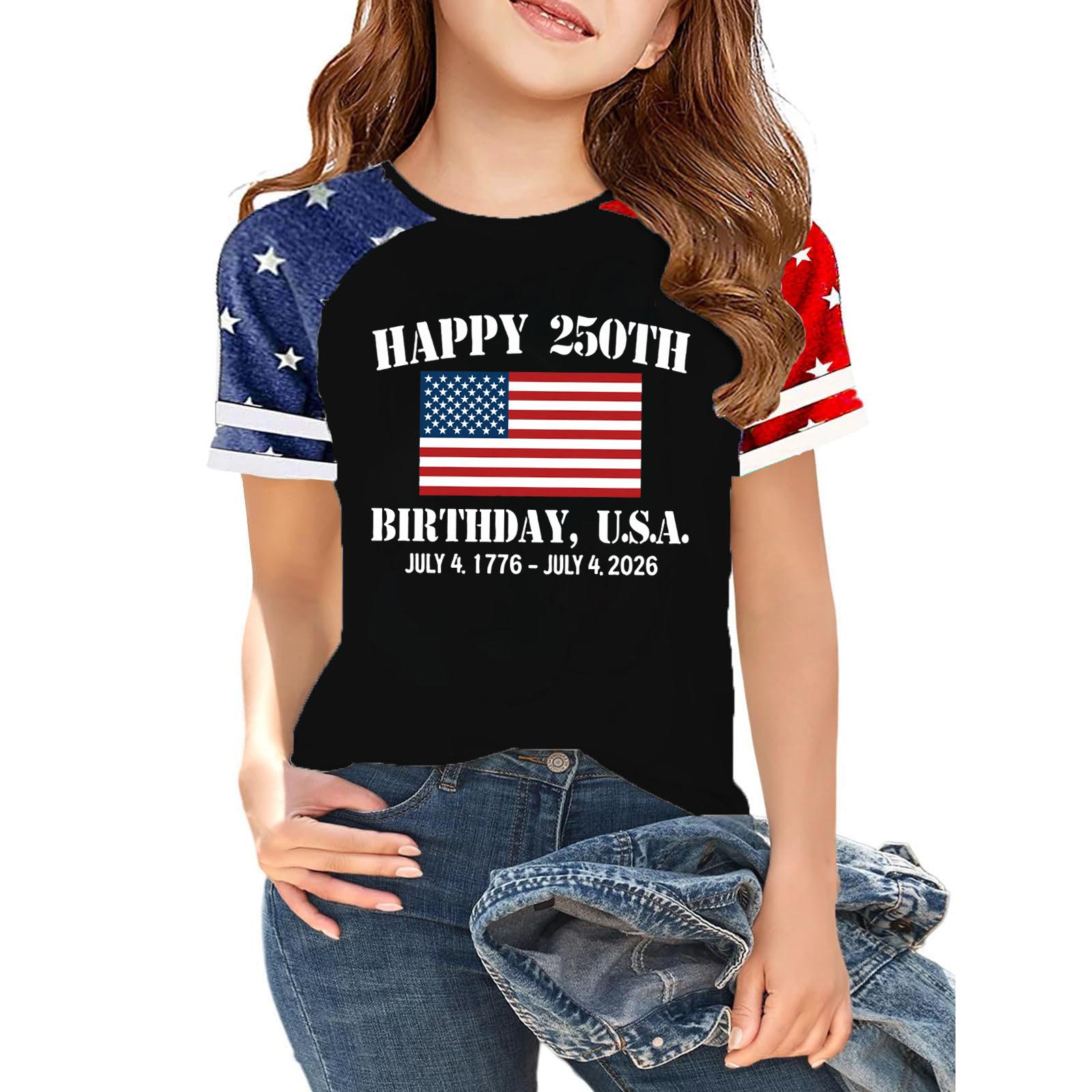 

Casual Short Sleeve Crew Neck T Shirt with USA Print and Graphic Design for Independence Day Celebration Lightweight Breathable Fabric 110