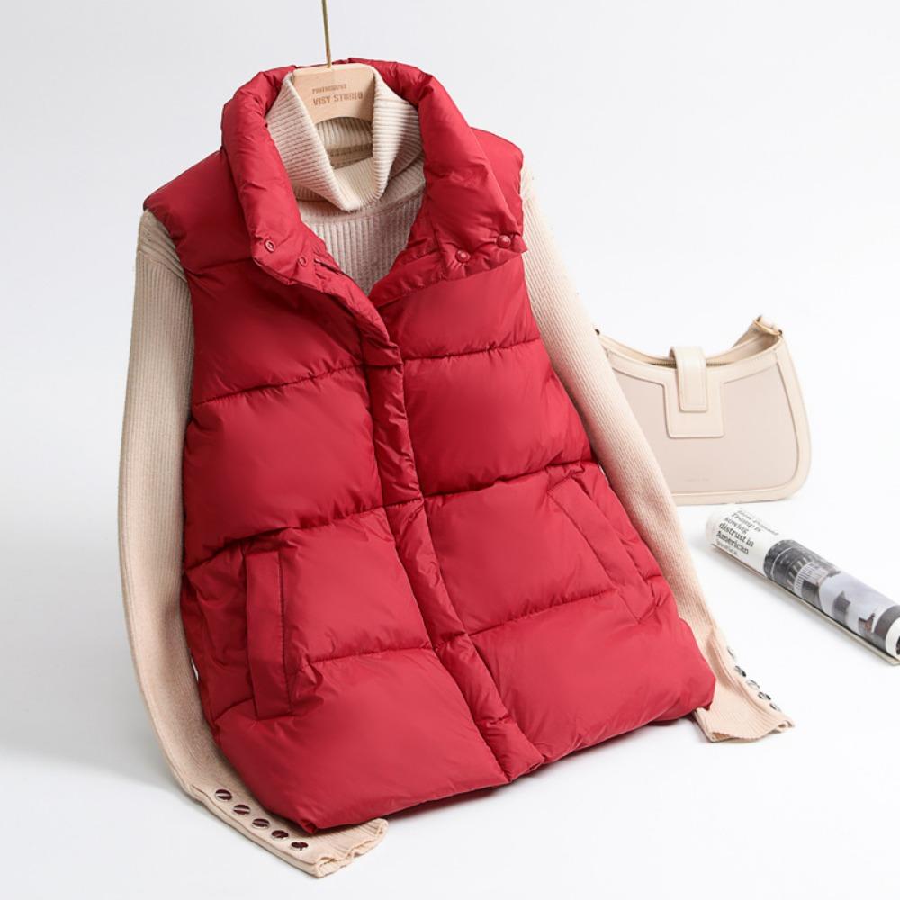 Women's Short Puffer Vest Autumn Winter   Style Warm Cotton Jacket Slimming Outerwear Fashionable
