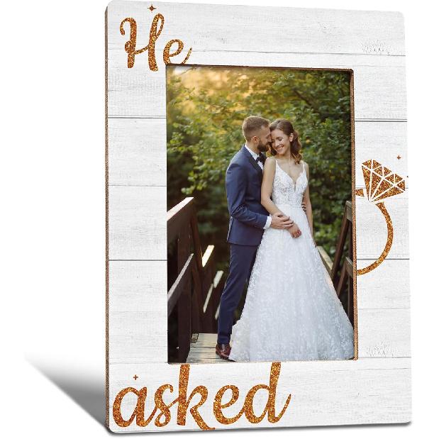 Engagement Picture Frames, Engagement Gifts for Couples, Wedding Picture Frame, Wedding Photo Frame 4x6, Wedding Gifts for Newlyweds Women Men, The asked