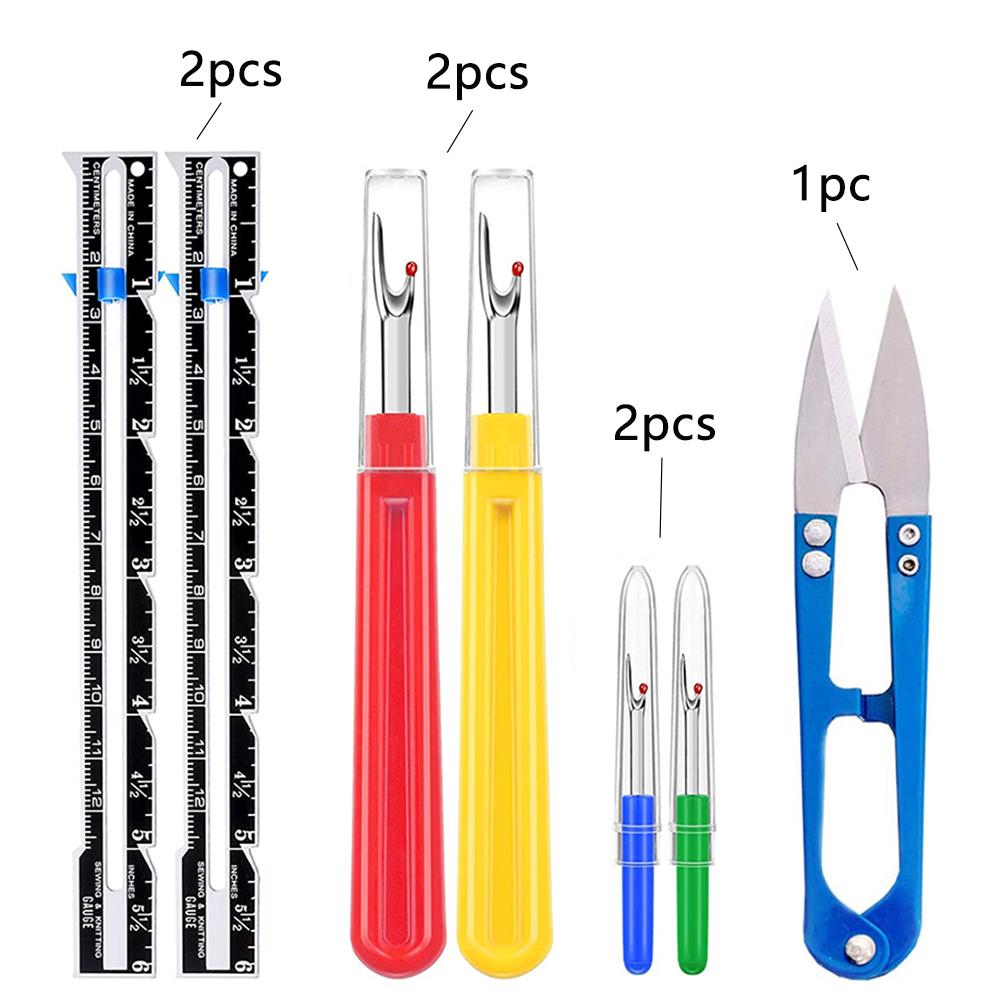 

7Pcs Sewing Seam Ripper Patchwork Gauge Sliding Ruler Set Hand Stitching Tools Fabric Quilting Measuring Ruler Sewing Supplies