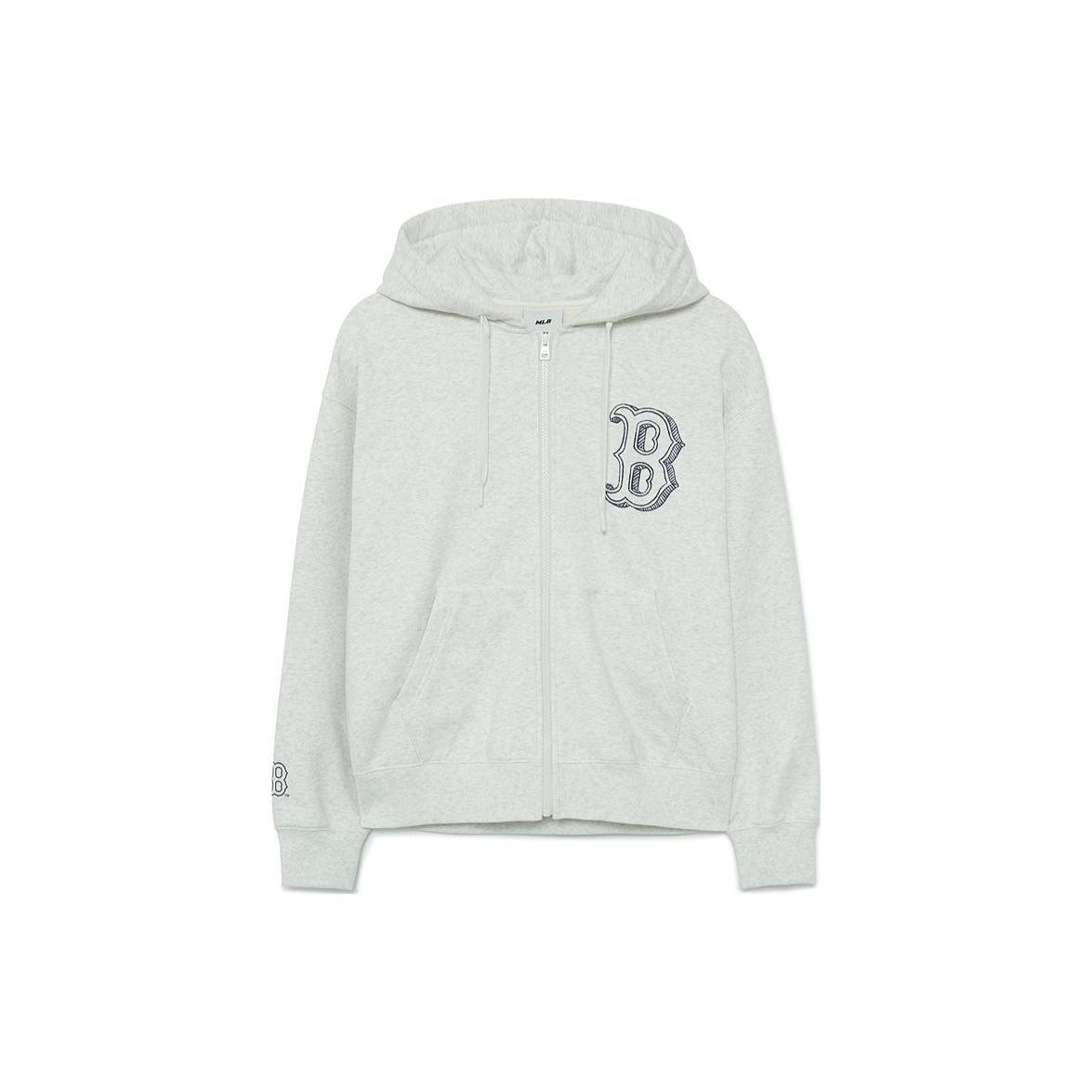 MLB Basic Mega Sweatshirts Men s Gray Hooded Moderate Cardigan 3ATRB0334-43MGL L