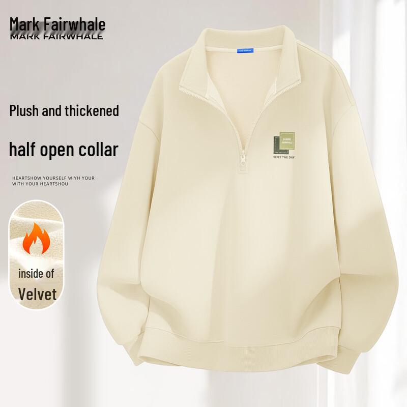 Mark Fairwhale Herren Locker Geschnittenes Fleecefutter-Sweatshirt mit Halbreißverschluss