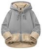 TACVASEN Cold Weather Warm Solid Light Size M Women's Fleece-Lined Zip-Up Sweatshirt, Jacket, Hoodie, Thick, Boa-Lined, Loose-Fit, Color, Gray,