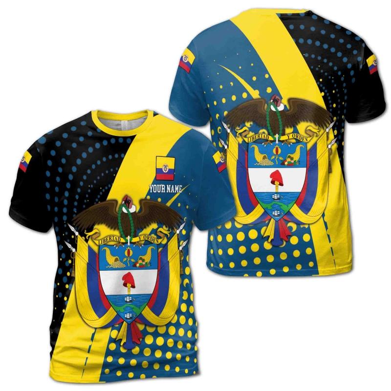 3D Gedrucktes Kolumbien Flagge T-Shirt Für Männer Kolumbianisches Emblem Grafik Kurzarm T-Shirts Mode Lässig Rundhals T-Shirts Sport Oberteil