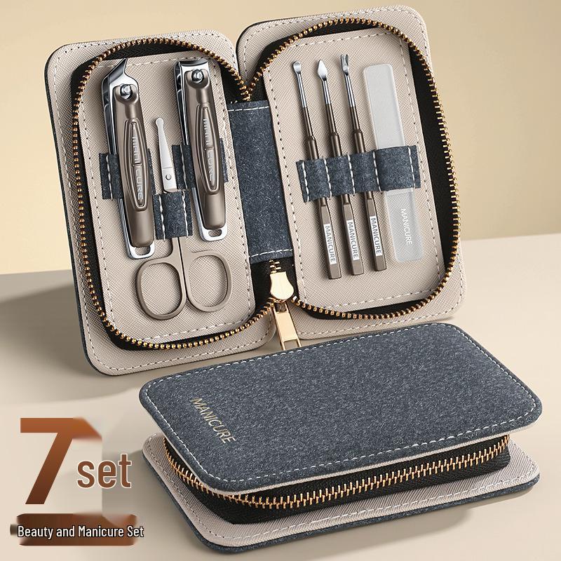 High-Grade 7-Piece Stainless Steel Nail Clipper & Manicure Tool Set with Ear Pick & Nail Scissors