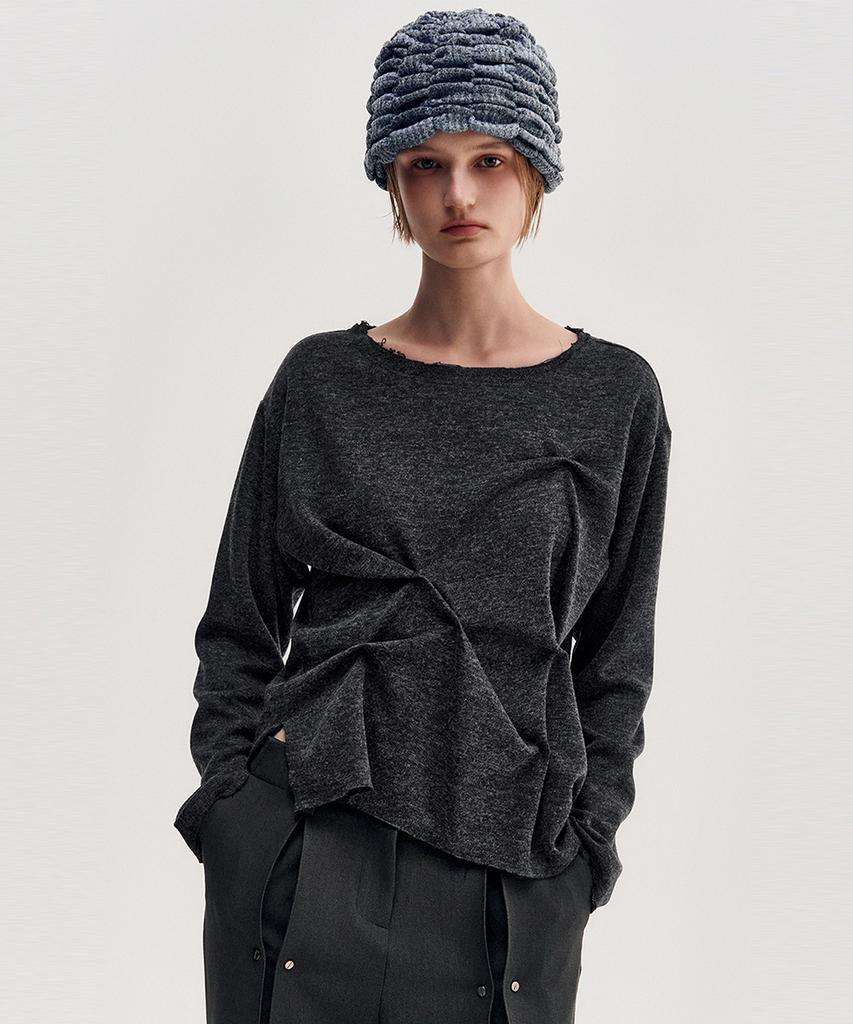 Kimjisu Melange Ruched Beanie _ Sky Blue