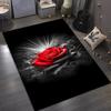 Red Rose Smoke Rug: Dramatic and Romantic Design for Cozy Bedrooms - Add a Touch of Elegance To Your Space Skid Resistant Carpet