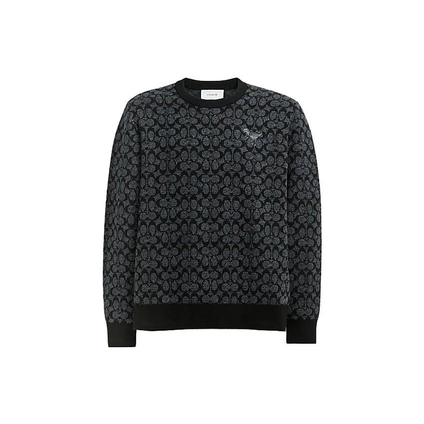 Coach Rexy FW23 Свитер мужской с принтом, круглым вырезом и длинным прямым рукавом, черный CP968-OY2 XS