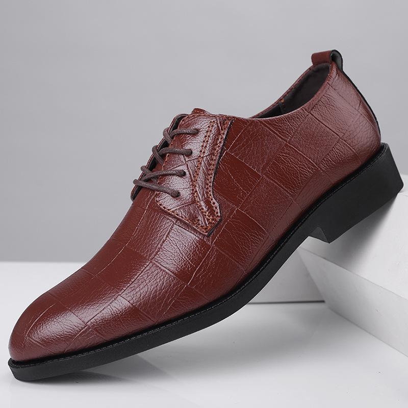New Men's Casual Shoes Extra Large Size Business Dress Leather Shoes Men's Lace Up Versatile Wedding Shoes