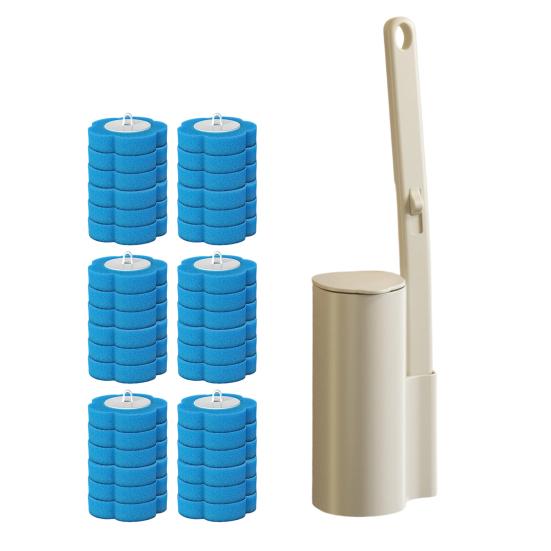 Jednorazowa szczotka do toalety z wymiennymi końcówkami Uchwyt do montażu na ścianie Szczotka do czyszczenia z głębokim rowkiem Środek do czyszczenia łazienki