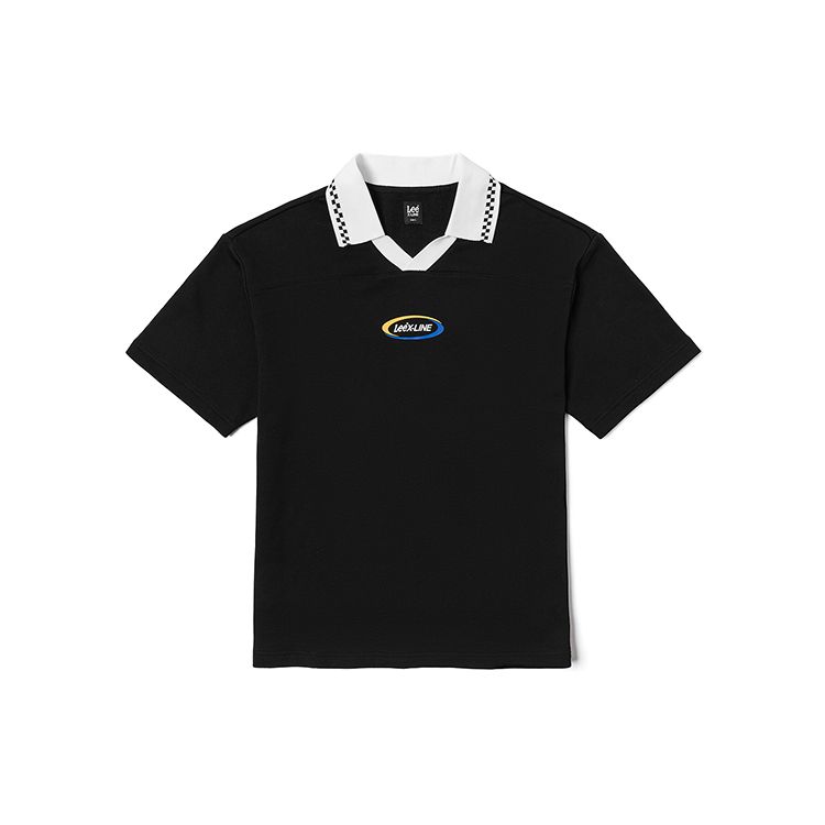Comfortable Checkered Print Short Sleeve Polo Shirt Unisex Tops Black LUT0054354XH00FK11000