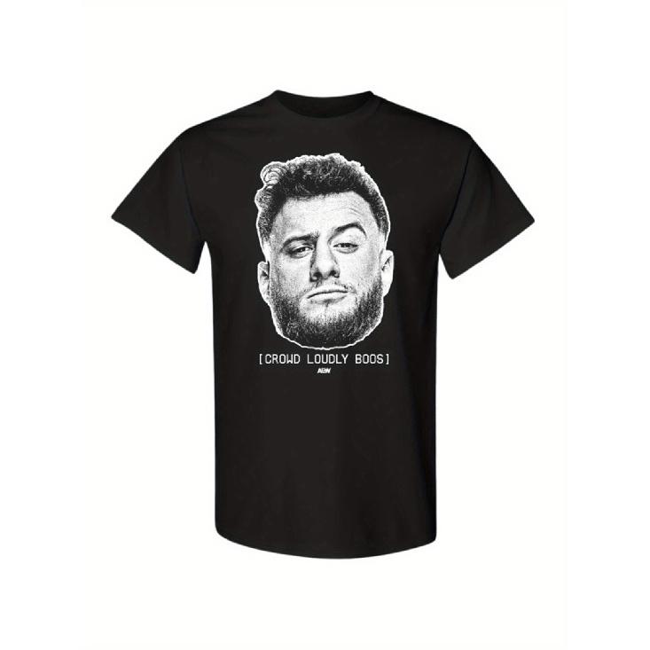 MJF - Crowd Loudly Boos AEW Official T-Shirt, Casual Wear, Fan Apparel, Crew Neck Tee, Graphic Tee, Breathable Fabric, Comfortable Fit, Printed S чёрный