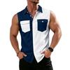 Men's Workwear Lapel Button-Down Vest Shirt - Lightweight Sleeveless Top