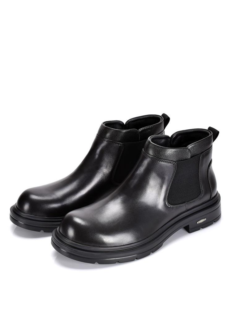 

Высокие мужские ботинки Мужские ботинки Хлопковые ботинки Флисовые ботинки Челси Термокожаные ботинки Флисовые зимние нескользящие плюшевые ботинки Martin 44 чёрный