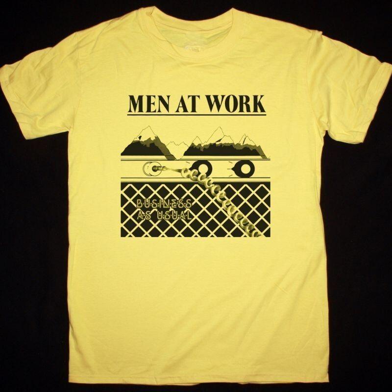 Vtg Men at Work Band Cotton Yellow Full Size Men Women Shirt UR108 S