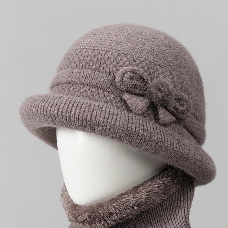 Ji Grandma Hat Warm Rabbit Fur Hat Female Old Lady Mother Hat Fleece Basin Hat