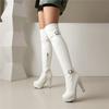 Women's High-heeled Boots, Sexy European and American Style Waterproof Platform Thick Heel Solid Color Large-size Knee Boots