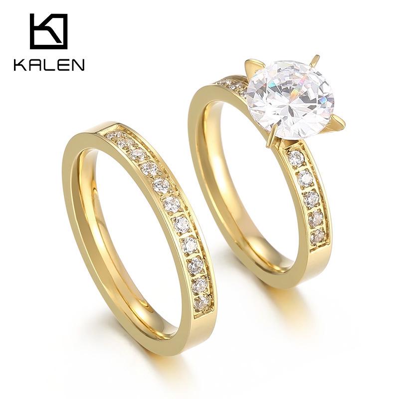 

Stainless Steel Zircon Ring: Simple Four-Prong Design Size 9