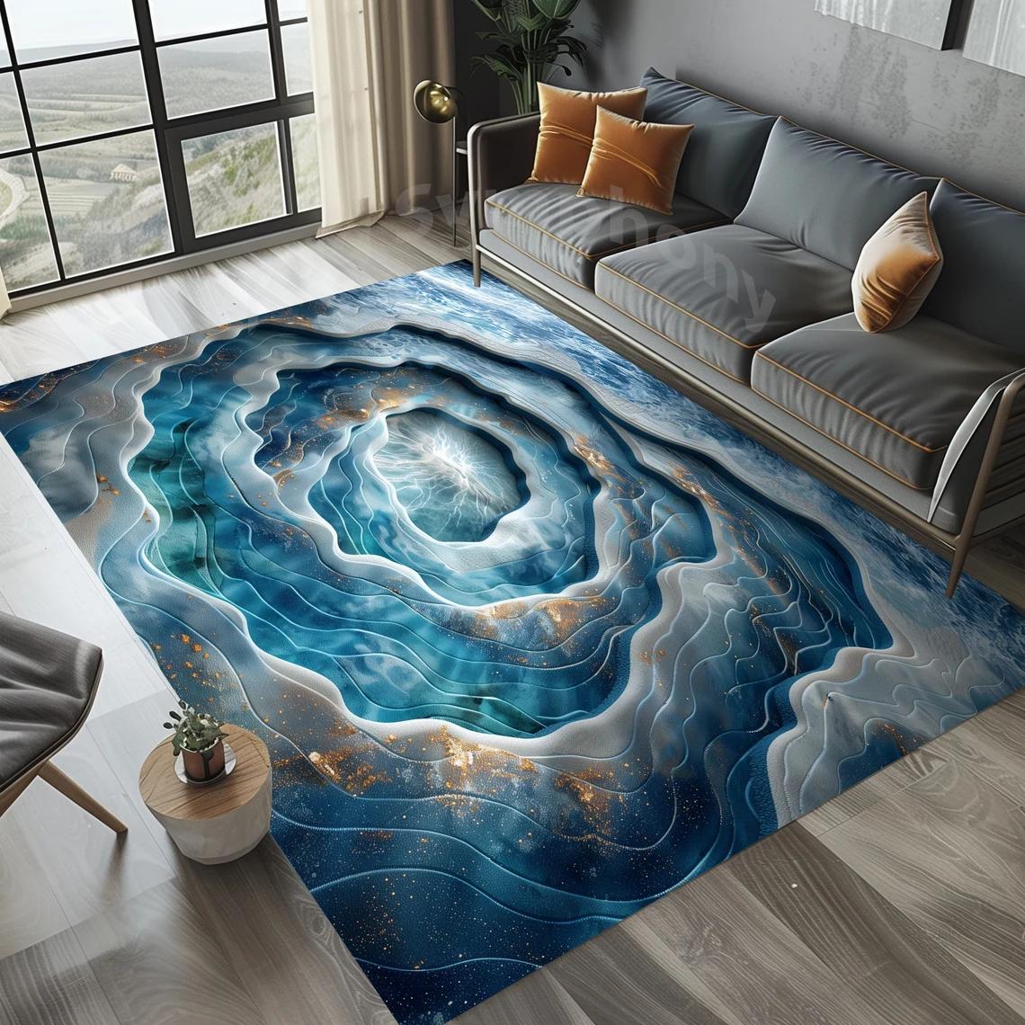 

3D Sea Rug, Spiral Sea Rug, Spiral Vortex Rug, Vortex Storm Rug, 3D Illusion Rug,Vortex Rug, Vortex Area Rug, 3D Look Carpet 40x60CM