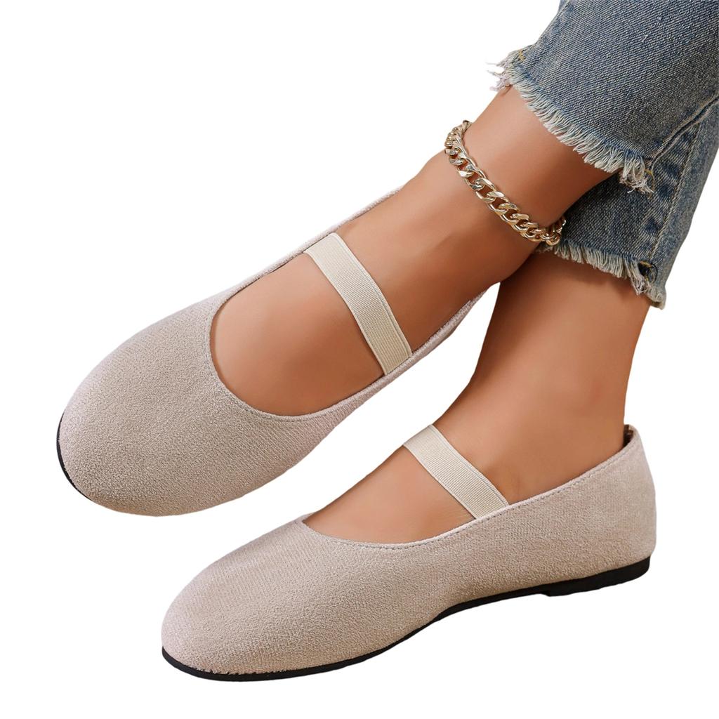 Women's Plus Size Fashion One Strap Round Toe Casual Flats for Everyday Wear