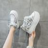 9cm thick-soled inner height-increasing little white shoes women's leather mesh breathable casual sports board shoes women's national style little